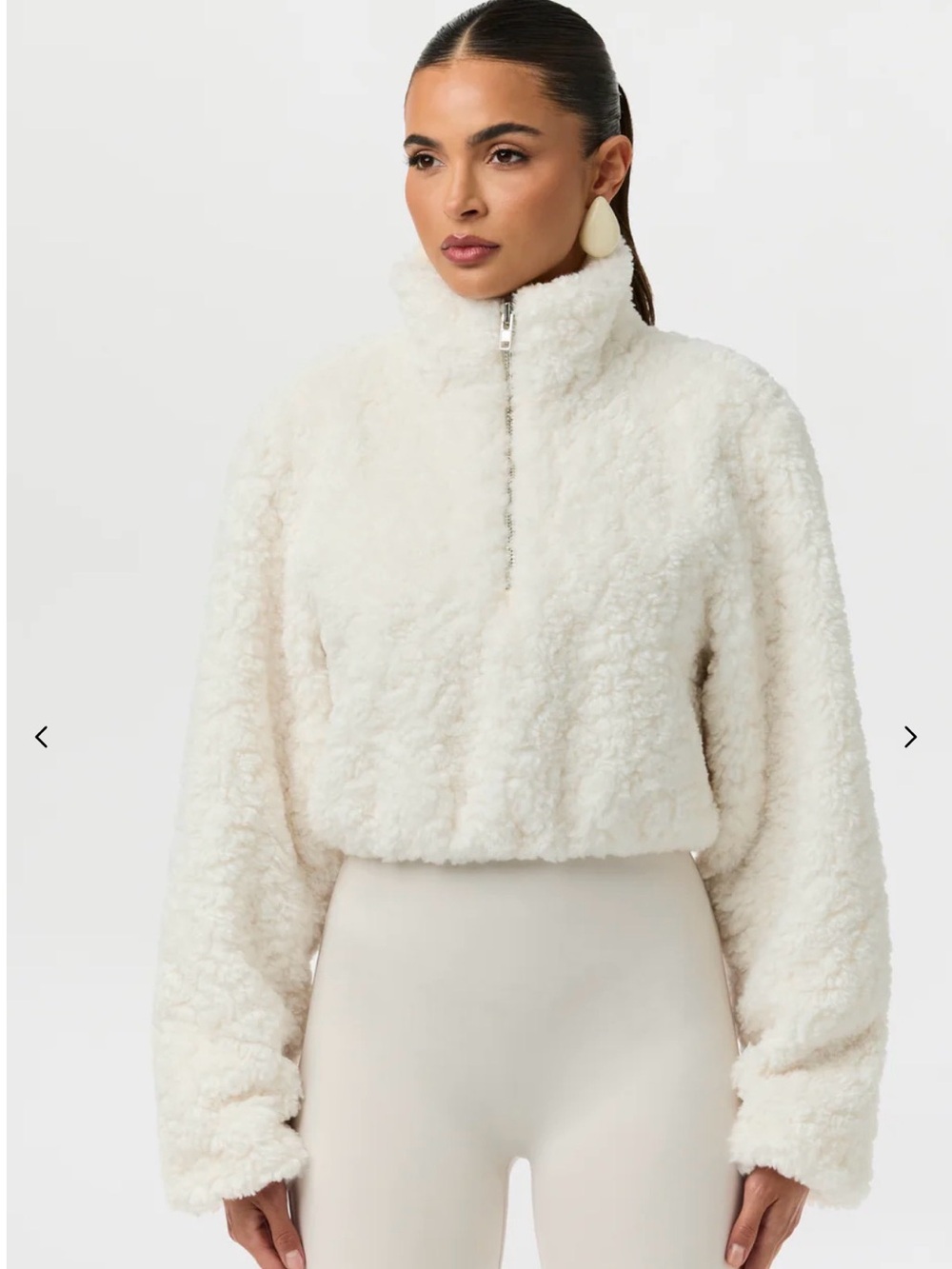 Naked wardrobe Alo Plush Sherpa Half-Zip Jacket - Cream